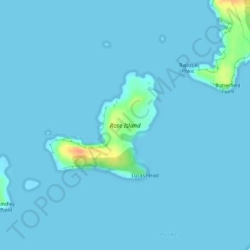 Rose Island topographic map, elevation, terrain
