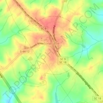 Jonesville topographic map, elevation, terrain