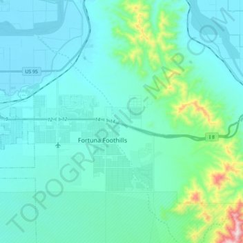 Fortuna Foothills topographic map, elevation, terrain