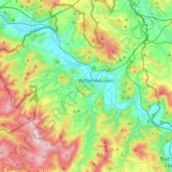 Witzenhausen topographic map, elevation, terrain