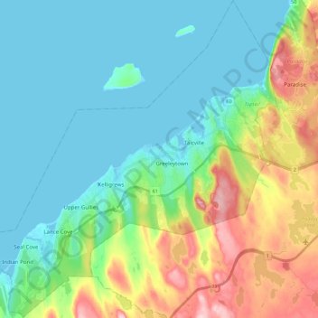 Conception Bay South topographic map, elevation, terrain