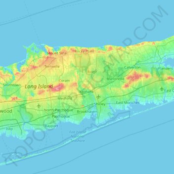 Town of Brookhaven topographic map, elevation, terrain