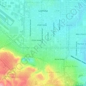 Lomita topographic map, elevation, terrain