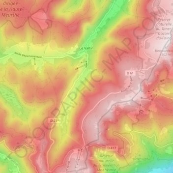 Le Valtin topographic map, elevation, terrain