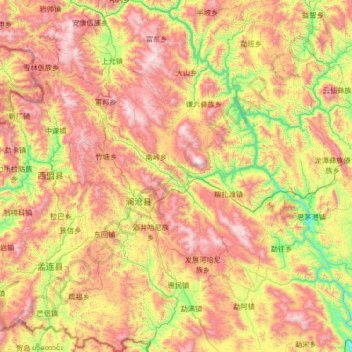 Lancang Lahu Autonomous County topographic map, elevation, terrain