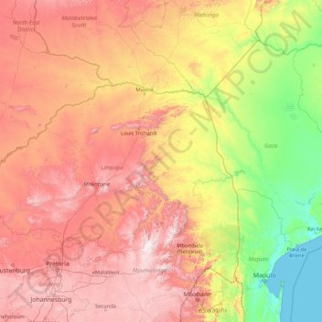 Limpopo River topographic map, elevation, terrain