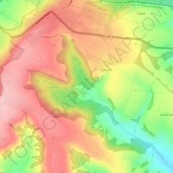 Offwell topographic map, elevation, terrain