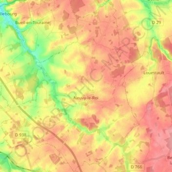 Neuvy-le-Roi topographic map, elevation, terrain