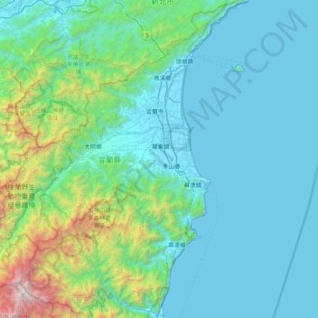 Yilan County topographic map, elevation, terrain