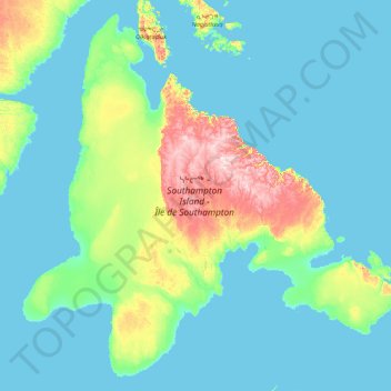 Southampton Island topographic map, elevation, terrain