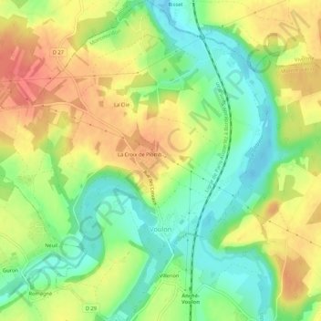 Voulon topographic map, elevation, terrain