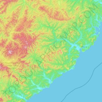 Olginsky District topographic map, elevation, terrain