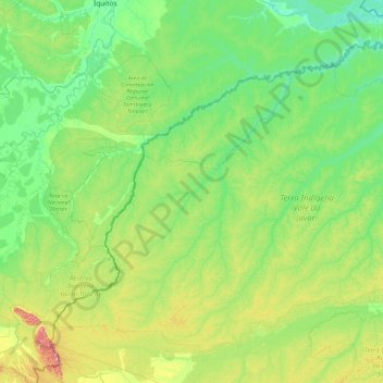 Río Yavarí topographic map, elevation, terrain