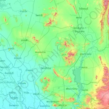 Lop Buri Province topographic map, elevation, terrain