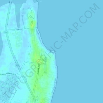 Covelong Beach topographic map, elevation, terrain