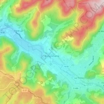 Ramonchamp topographic map, elevation, terrain