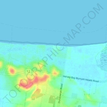 Dundowran Beach topographic map, elevation, terrain