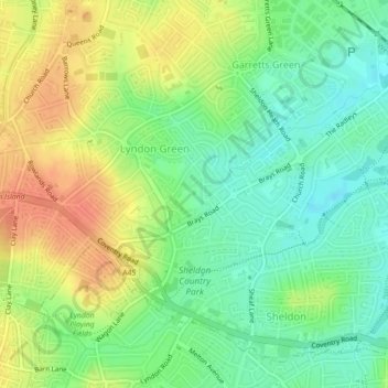 Sheldon Country Park topographic map, elevation, terrain