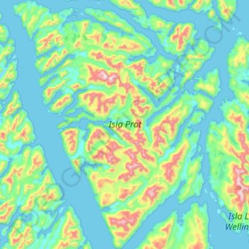 Isla Prat topographic map, elevation, terrain