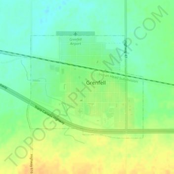 Grenfell topographic map, elevation, terrain