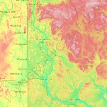 Carleton County topographic map, elevation, terrain