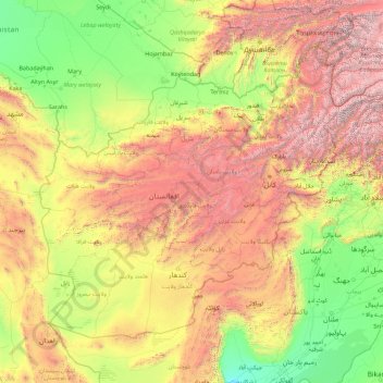 Afghanistan topographic map, elevation, terrain