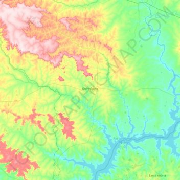 Quirinópolis topographic map, elevation, terrain