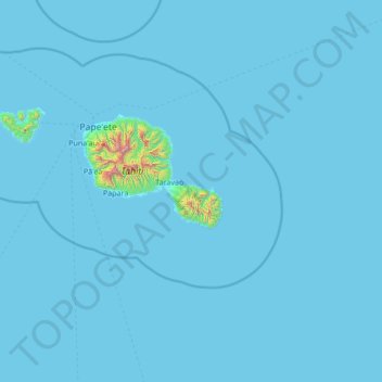 Taiarapu-Est topographic map, elevation, terrain