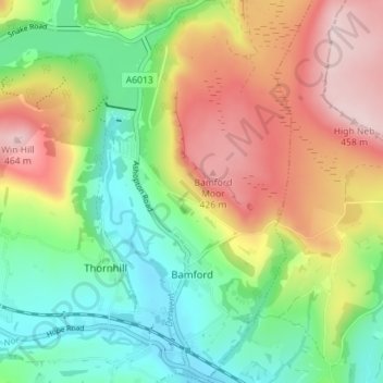 Bamford topographic map, elevation, terrain