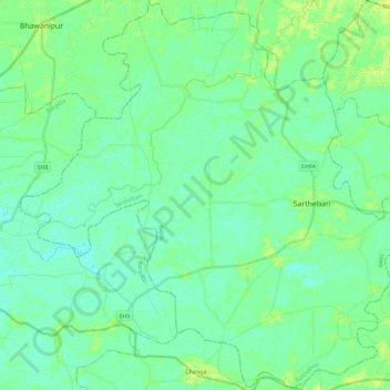 Sarthebari topographic map, elevation, terrain
