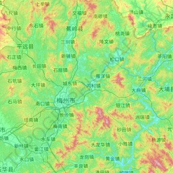 Meixian District topographic map, elevation, terrain