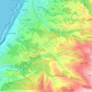 Aramoun topographic map, elevation, terrain