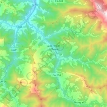 Cabezón de Liébana topographic map, elevation, terrain
