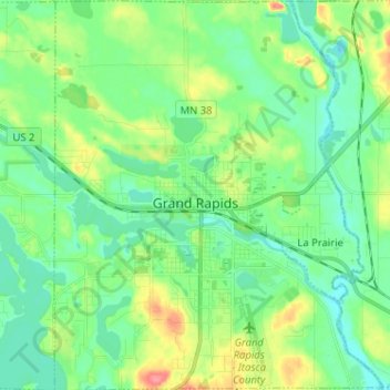 Grand Rapids topographic map, elevation, terrain