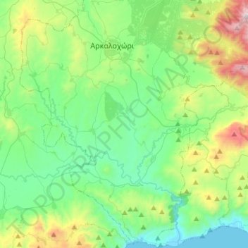 Arkalochori Municipal Unit topographic map, elevation, terrain