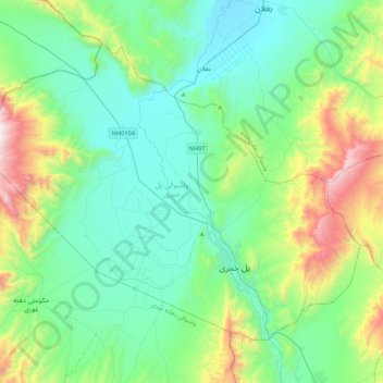 Pul-e Khumri topographic map, elevation, terrain