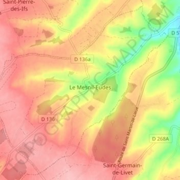 Le Mesnil-Eudes topographic map, elevation, terrain