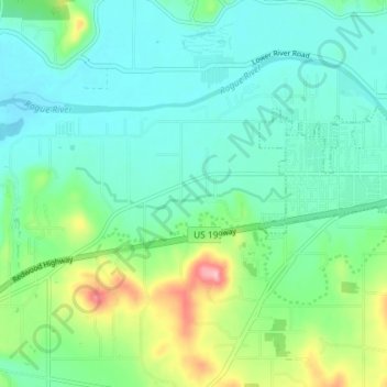 Redwood topographic map, elevation, terrain
