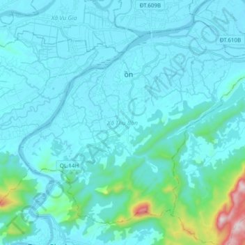 Thu Bồn Commune topographic map, elevation, terrain