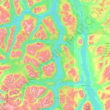 Tagish Lake topographic map, elevation, terrain
