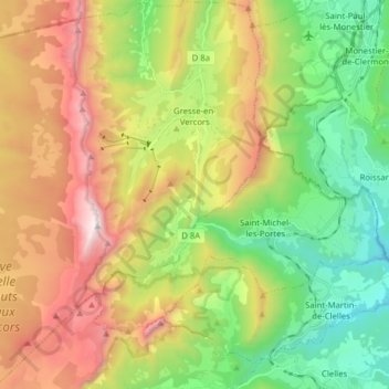 Gresse-en-Vercors topographic map, elevation, terrain