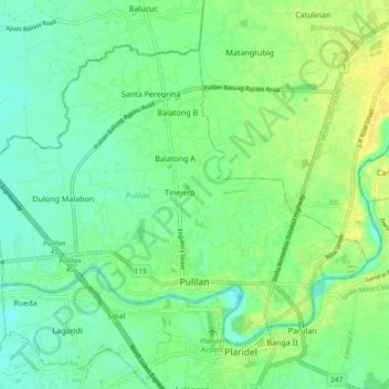 Pulilan topographic map, elevation, terrain