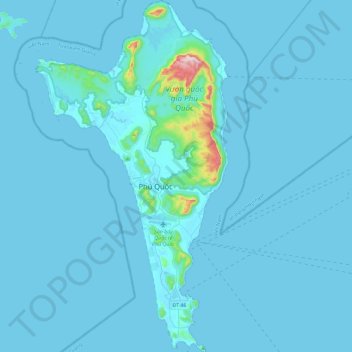 Île de Phu Quoc topographic map, elevation, terrain