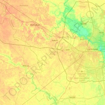Sarojani Nagar topographic map, elevation, terrain