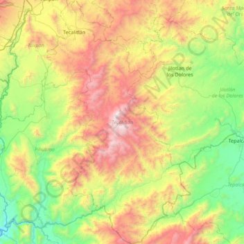 Tecalitlán topographic map, elevation, terrain