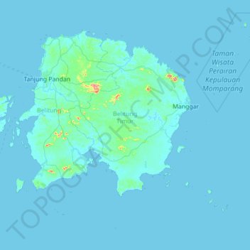 Belitung Timur topographic map, elevation, terrain