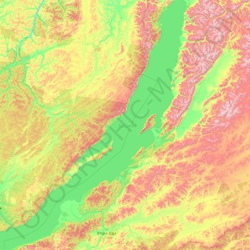 Lake Baikal topographic map, elevation, terrain