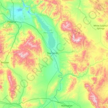 Broadwater County topographic map, elevation, terrain