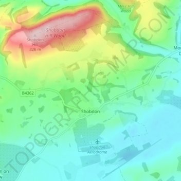 Shobdon topographic map, elevation, terrain