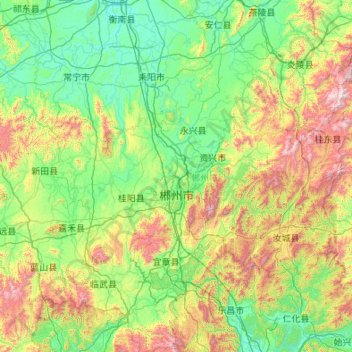 Chenzhou topographic map, elevation, terrain